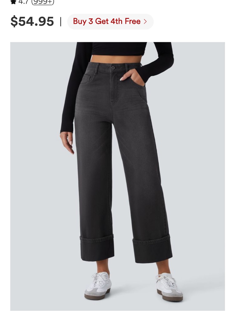 HALARA High-Rise Wide Leg Crop Pants - Charcoal Black